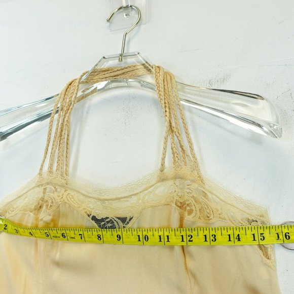 TOPSHOP Womens Ivory Cami Blouse 2P XSP Halter Floral Lace Sheer Braided Pleated - Picture 9 of 12